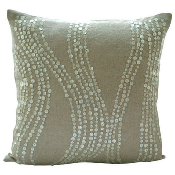 Decorative Pillow Cover, Ecru Decorative Cushion Cover For Sofa 16x16 inch (40x40 cm), Cotton Linen Throw Pillow Covers, French Toile, Contemporary Pillow Covers - Pearl Linen Charm