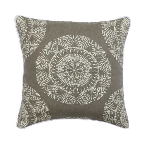 Decorative Pillow Cover, Grey 16"x16" (40x40 cm) Throw Pillow Covers, Cotton Embroidered, Tribal & Pearl Throw Pillows For Couch, Abstract Pattern Contemporary Style - Tribal Move