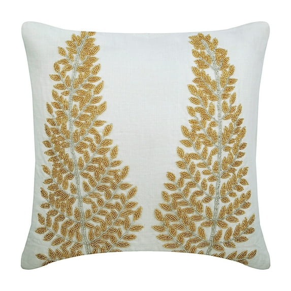 Decorative Pillow Cover, Ivory Decorative Toss Pillow Covers 16x16 inch (40x40 cm), Cotton Linen Cushion Cover&nbsp;With Zipper, Nature & Floral, Traditional Pillow - Binary Tree Home