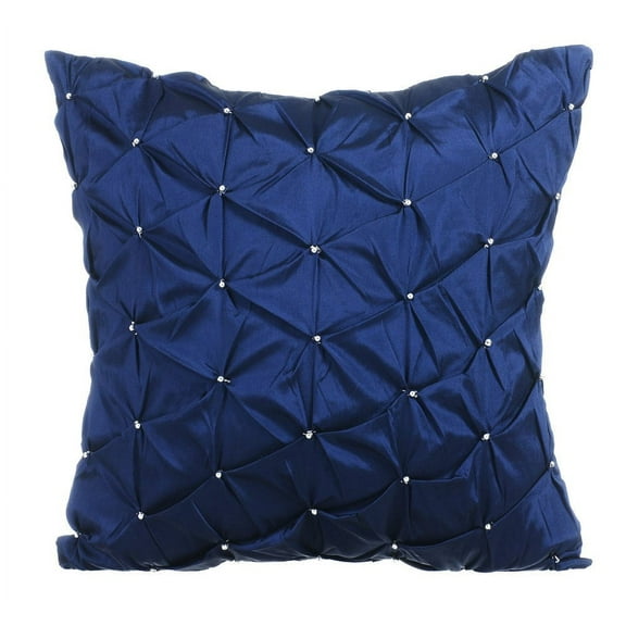 Decorative Pillow Cover, Navy Blue Pillow Shams, Textured Pintucks Pillow Shams, 24x24 inch (60x60 cm) Pillow Shams, Square Taffeta Shams, Solid Pillow Shams, Modern - Night Texture