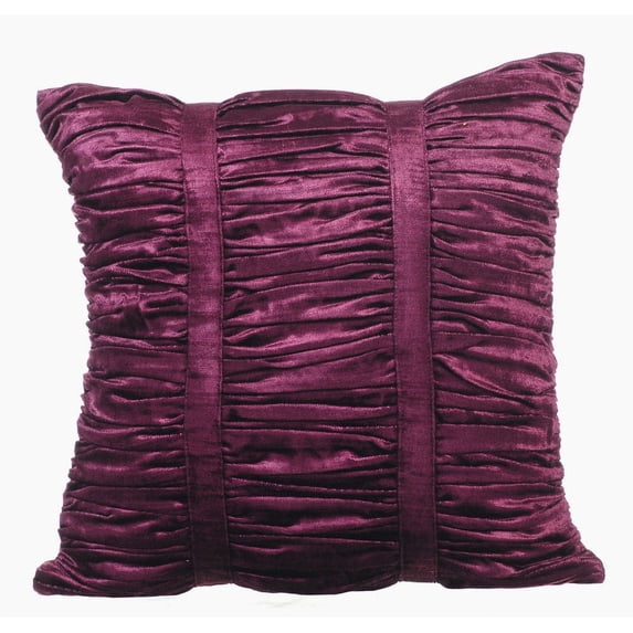 Decorative Pillow Cover, Purple Decorative Pillowcases 16x16 inch (40x40 cm), Velvet Throw Pillow Covers, Solid Color, Ruched, Modern Cushion Cover For Sofa - Plum Beauty