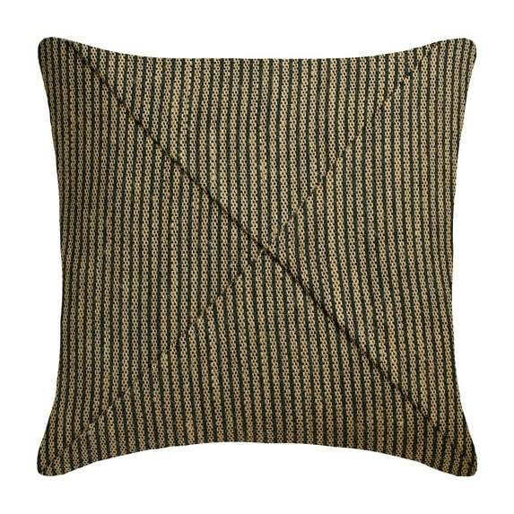 Decorative Pillow Cover, Teal Green & Beige 16"x16" (40x40 cm) Accent Cushion Covers, Jute & Linen Striped Throw Pillows For Sofa, Striped Pattern Contemporary Style - Jute Combo