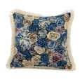 thumbnail image 1 of Decorative Pillow Cover With Floral Pattern And Fringe Detail In Cotton Linen Blend For Sofa Or Bed, 1 of 8