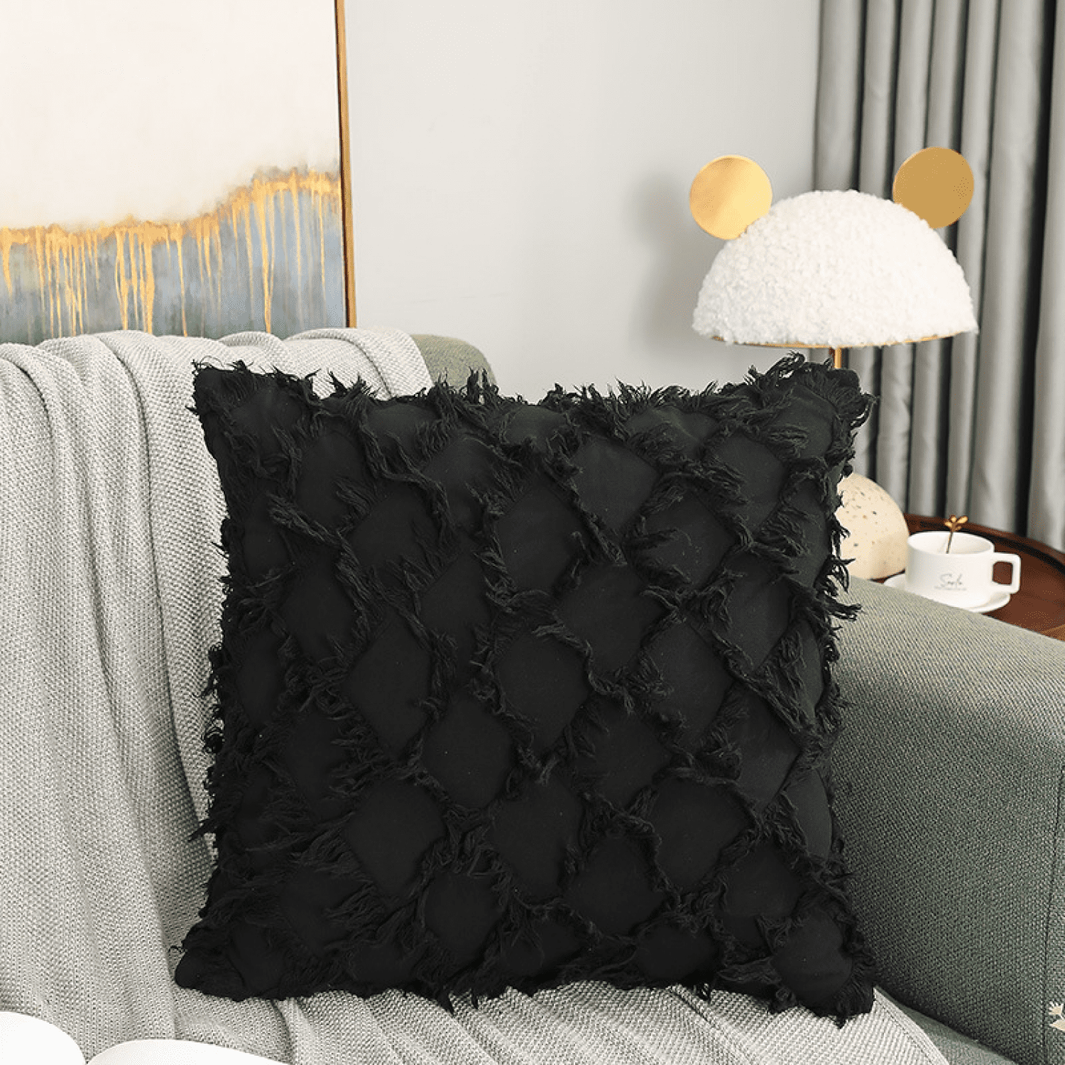 Decorative Pillow Covers 18x18 Inch Flower Cut Throw Pillow Covers for Bedroom Living Room Sofa