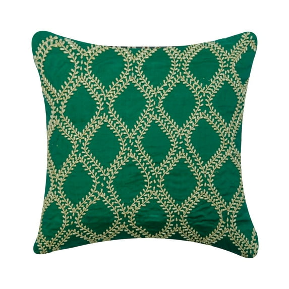 Decorative Pillow Covers, Green 18"x18" (45x45 cm) Throw Pillow Covers, Linen Pearl Throw Pillows For Couch, Nature & Floral Pattern Contenporary Style - Pearl Dive