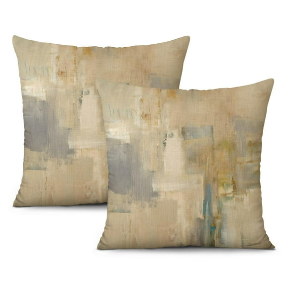 Decorative Pillow Covers Inspired by Abstract Oil Painting, Modern Art Home Decor, Brown Blue, Set of 2, 16x16 inches, Perfect for Bedroom, Living Room, Cushion Couch, Sofa