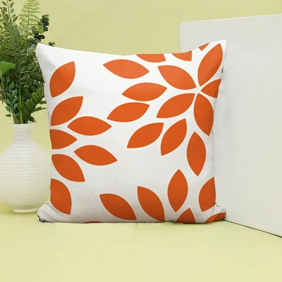 Decorative Pillow Covers Orange Throw Pillow for Home 18x18 Set of 4 Outdoor Linen Cushions for Couch and Living Room