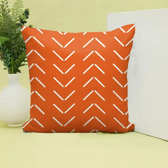 Decorative Pillow Covers Orange Throw Pillow for Home 18x18 Set of 4 Outdoor Linen Cushions for Couch and Living Room