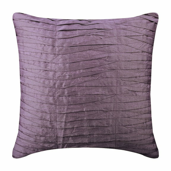 Decorative Pillow Covers, Purple Decorative Pillow Covers With Zipper 16x16 inch (40x40 cm), Silk Throw Pillows, Solid Color, Pintucks, Textured Halloween Decorations - Purple Waves