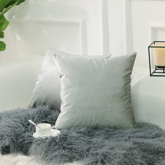 Decorative Pillow Covers Square Modern Pillowcases for Couch Bedding Room Elder Woman Nursery, 16 x 16 inch,(2 Pieces), Silver Grey