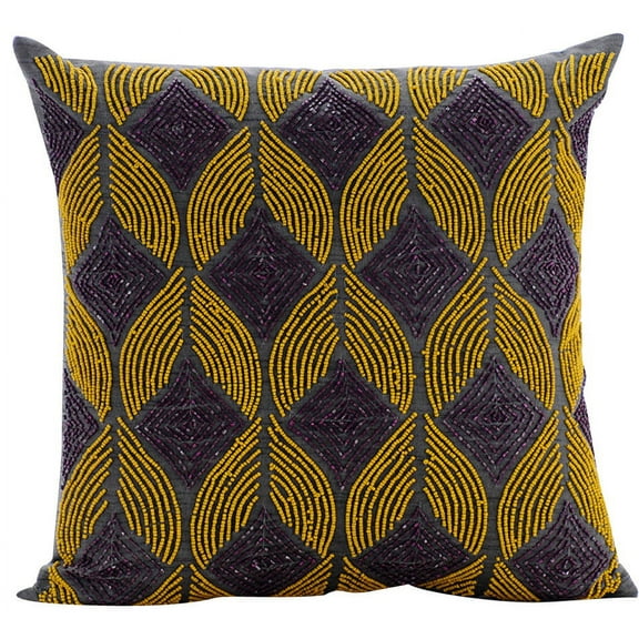 Decorative Pillow Covers With Zippers, Grey Decorative Throw Pillow Covers For Couch 16x16 inch (40x40 cm), Silk Pillow Covers, Abstract, Lattice, Trellis, Beaded - Moroccan Nights