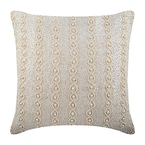 Decorative Pillow Covers With Zippers, Pearl Ivory Throw Pillow Covers 16x16 inch (40x40 cm), Taffeta Cushion Cover Couch, Abstract, Pearls, Pattern, Contemporary - Pearl Ivy