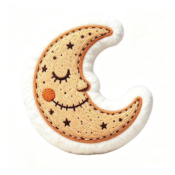 Decorative Pillow Crescent Shaped Embroidered Sleepy Moon Design 16 Inch Celestial Themed Plush Accent Pillow for Boho Nursery All Ages Room and Home Decor