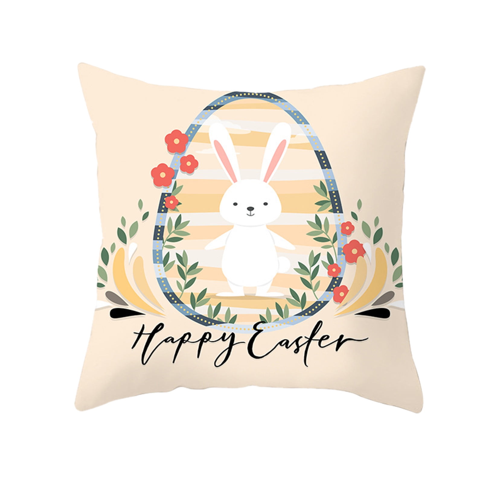 Decorative Pillow Easter Throw Pillow Covers Cartoon Easter Bunny Eggs