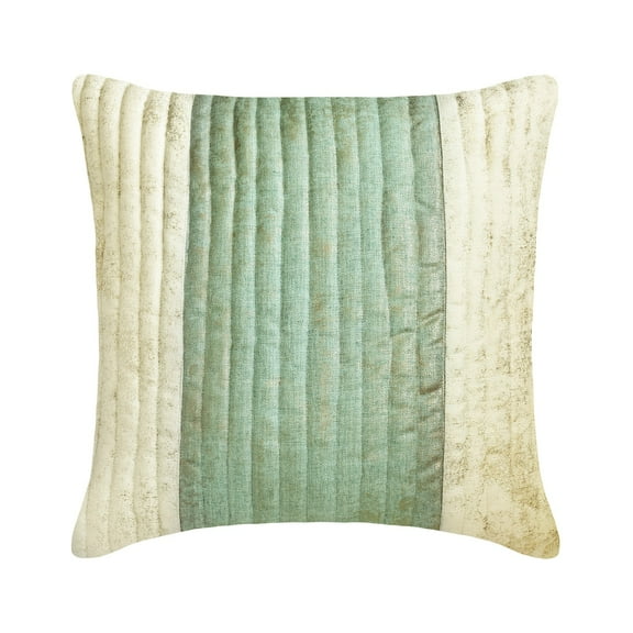 Decorative Pillow Sham, Blue & White 26"x26" (65x65 cm) Euro Shams, Velvet Quilted, Striped & Foil Euro Shams For Couch, Striped Pattern Modern Style - Foil Divisions