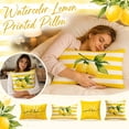 thumbnail image 1 of Decorative Pillow, Summer Decor, Couch Pillow, Mustard Yellow Throw Pillow, 16X16 Inch Yellow White Striped Lemon Printed Fabric Pillow Cover, Durable Decorative Cushion Case for, 1 of 6