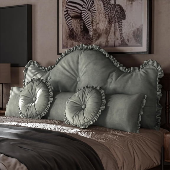 Decorative Pillows for Bed 4 Set, Include Headboard Pillow, Body Pillow for Adults and 2 x Round Decorative Throw Pillows for Bed, Aesthetic Bedroom Decor, House Warming Gifts New Home (Gray, Queen)