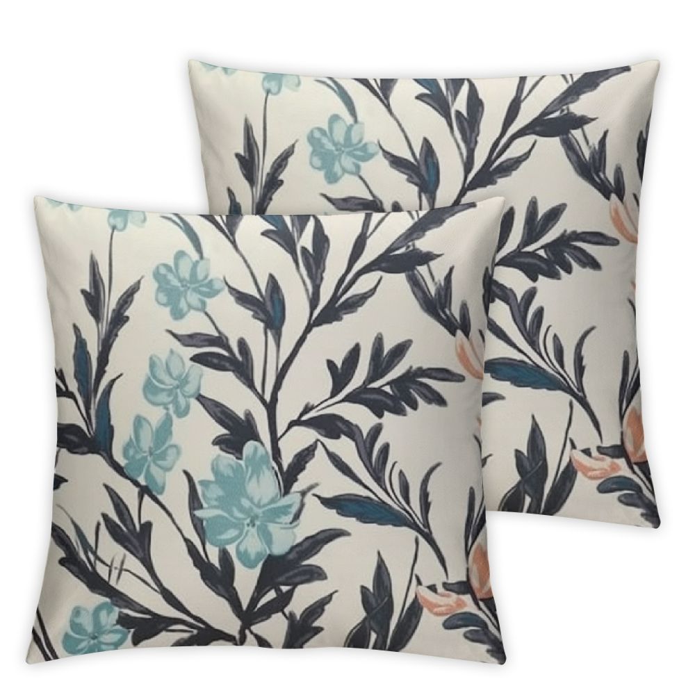 Decorative Pillows for Couch Bed 18x18 Inches,Small Blue Leaf Pattern