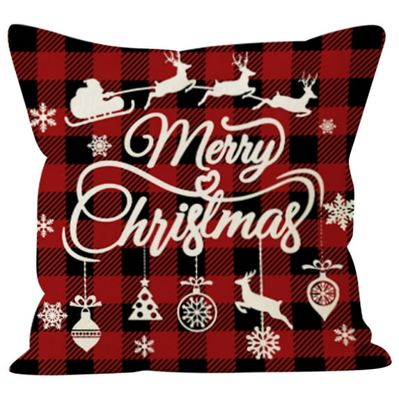 Decorative Pillows, Inserts & Covers Hwkond Christmas Tree Throw Pillow Covers 18X18in Festive House Decor For Couch Sofa And Office Machine Washable Polyester Zip Closure No Inser,Up to 25% Off