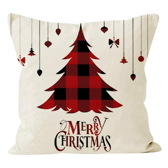 Decorative Pillows, Inserts & Covers Hwkond Christmas Tree Throw Pillow Covers 18X18in Festive House Decor For Couch Sofa And Office Machine Washable Polyester Zip Closure No Inser,Up to 25% Off