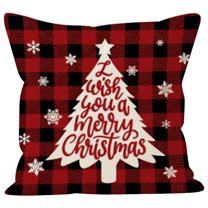 Decorative Pillows, Inserts & Covers Hwkond Christmas Tree Throw Pillow Covers 18X18in Festive House Decor For Couch Sofa And Office Machine Washable Polyester Zip Closure No Inser,Up to 25% Off