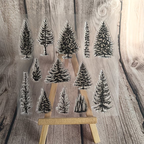 Decorative Pine Tree Clear Rubber Stamp for DIY Scrapbooking, Card Making, and Album Decoration