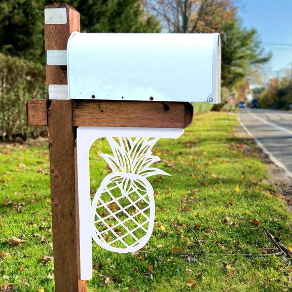 Decorative Pineapple Mailbox Bracket | Coastal Mailbox Decor for Tropical Curb Appeal | Weather-Resistant Mailbox Decoration