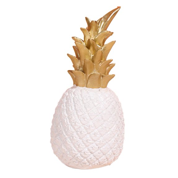 Decorative Pineapple Resin Ornament For Home Décor, Elegant Gold, White And Black Statue For Entrance Hall, Living Room, Bookcase, Wine Cabinet Or Dining Table, Stylish centerpiece(Medium White)