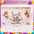thumbnail image 1 of Decorative Pink Balloon Banner Glitter Sweet 16 Event Banner for Birthday Party Celebration Indoor Decoration Photo Prop, 1 of 9