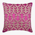 thumbnail image 1 of Decorative Pink Throw Pillow Cover, Square Arabic 14"x14" Velvet Gold Embroidered Pillow Cover for Bed, Sofa, Pink Pillow Cover 14x14 inch (35x35 cm), Traditional - Flaming Fuchsia, 1 of 5