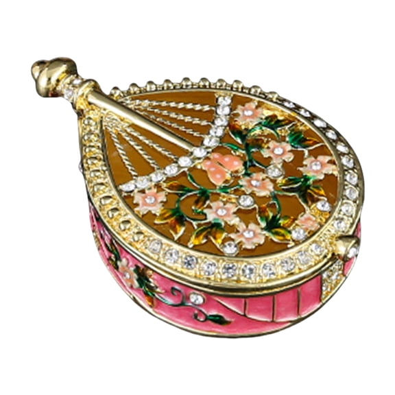 Decorative Pipa Music Box with Handcrafted Enamel Flower Patterns for Storage