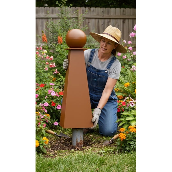 Garden Artisans 34 Tall Decorative Pipe Cover, Pyramidal Shape, No Rust Aluminum, Count 1