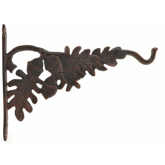 Decorative Plant Hanger - Oak Leaf & Acorn - Bronze Cast Iron - 12.625" Deep