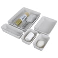 thumbnail image 1 of Decorative Plastic Desk Drawer Organizer Tray, White Smoke (Set of 5) Open Home Storage Bins Organizer Baskets, for Organizing Closet Shelves Drawer Shelf - Ribbed Collection, 1 of 7