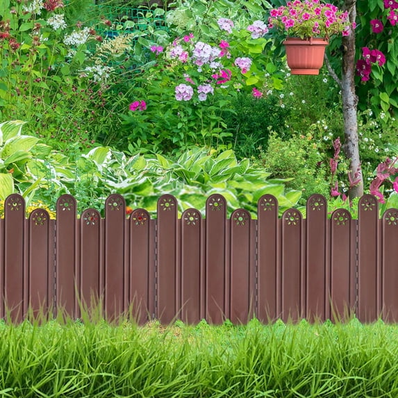 Decorative Plastic Garden Fence Panels, Interlocking Yard Edging with Stakes, Multiple Colors for Garden Bed and Lawn Decor, Weather Resistant Border Fencing for Pathway