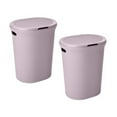 thumbnail image 1 of Decorative Plastic Laundry Hamper with Lid and Cut-Out Handles, Lilac Purple (2 Pack) Basket Organzier for Bedroom Bathroom College Dorm Room - Ribbed Design 40 Liter, 1 of 1