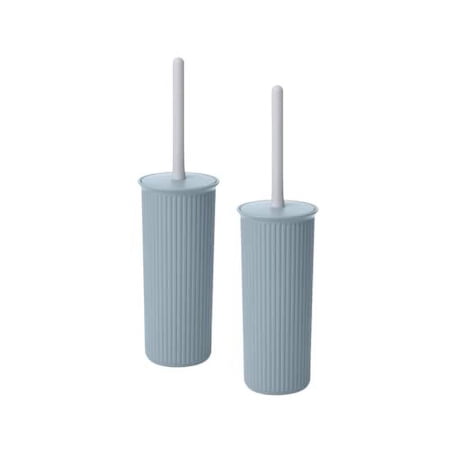 Superio Plastic Toilet Bowl Cleaning Brush and Holder Set (Pack of 2)- 15"H x 6"W x 5"D, Bathroom Scrubbing Brush, Blue