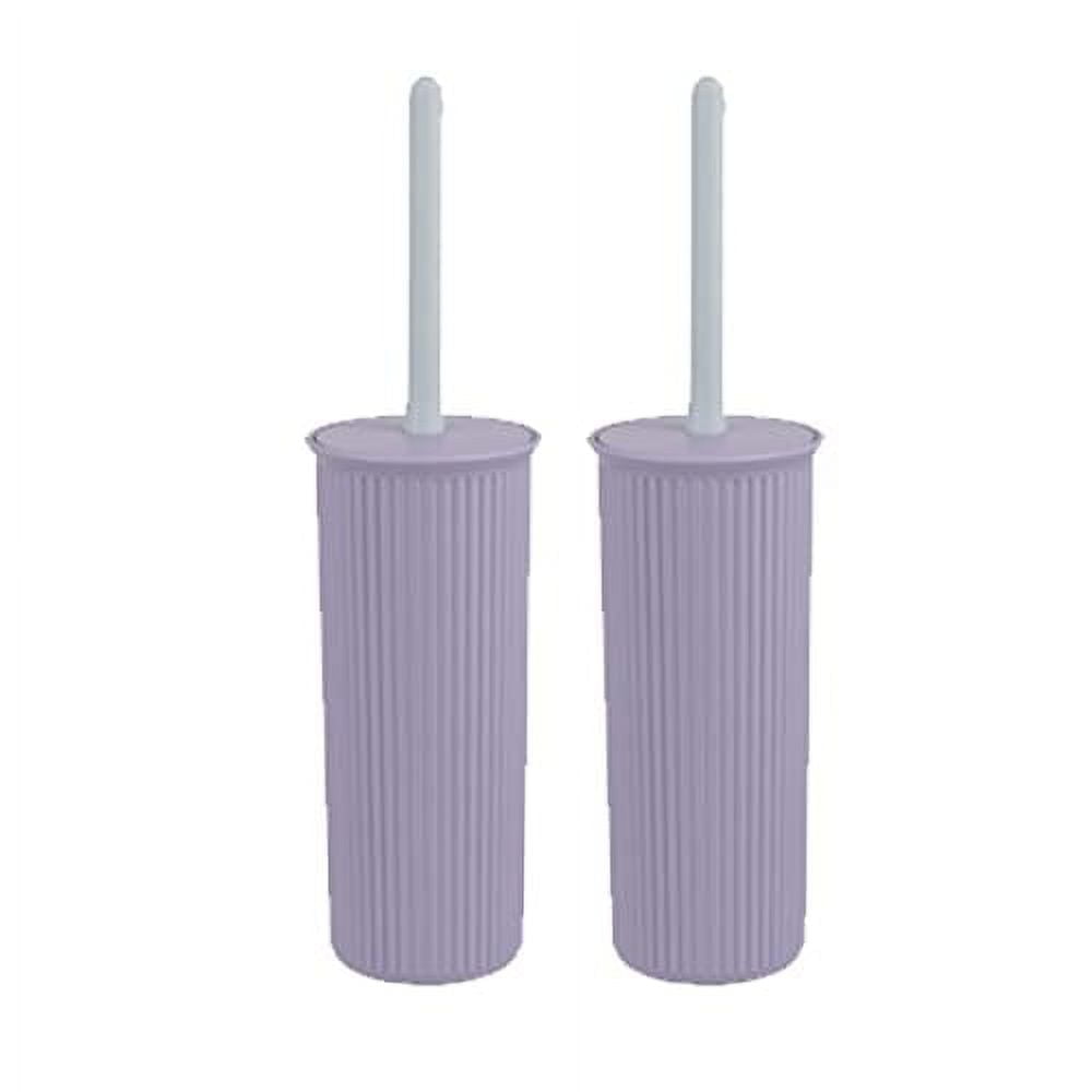 Superio Plastic Toilet Bowl Cleaning Brush and Holder Set (Pack of 2)- 15"H x 6"W x 5"D, Bathroom Scrubbing Brush, Lilac