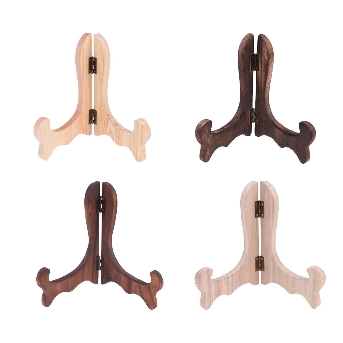 Decorative Plate Easel Folding Display Stand 4 PCS White Tea Shelves