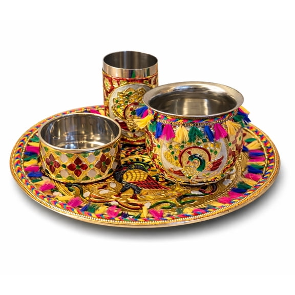 Handcrafted Meenakari Peacock Design Decorative Plates