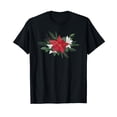 thumbnail image 1 of Decorative Poinsettia Traditional Red Christmas Flower Plant Black T-Shirt, 1 of 5