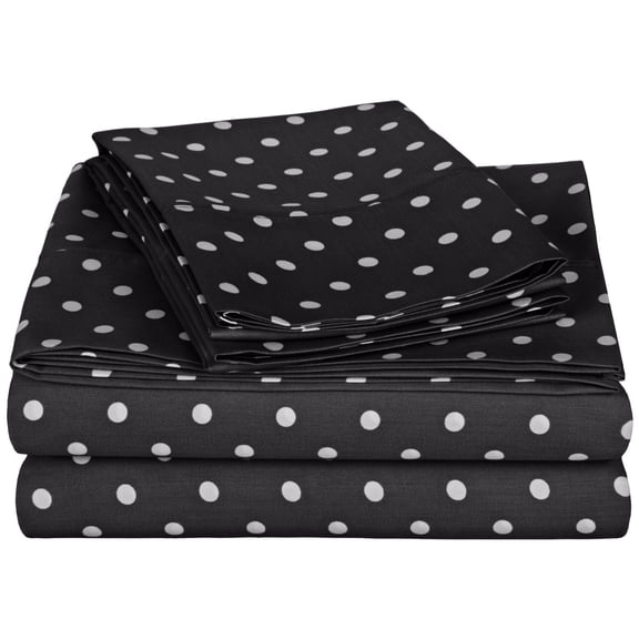 Decorative Polka Dot Sheet Set Black / Queen