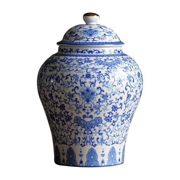 Decorative Porcelain Jar Tea Storage Table Decoration Traditional Ceramic Ginger Jar , Style D