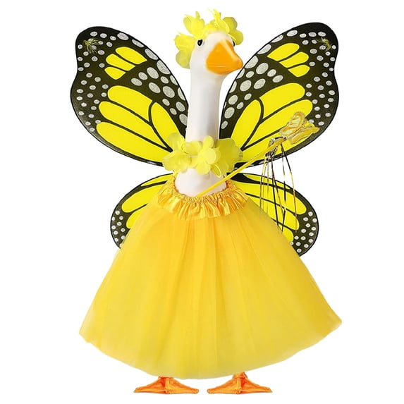 Decorative Porch Goose Costume, 5-Piece Accessory Set With Butterfly, Themed Apparel For 23-Inch Garden Goose, Whimsical Outdoor Yard Decoration Set