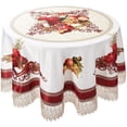 thumbnail image 1 of Decorative Printed Fruttela Tablecloth With Lace Trimming, Burgundy - 70" Round, 1 of 2