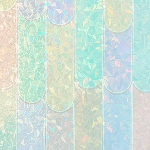 Decorative Privacy Window Film 3D Etched Glass Door Cling Self-Static Window Coverage Macaron Colorful No Glue Easy Removal Anti UV Heat Control, 23.5 Inches X78.7 Inches