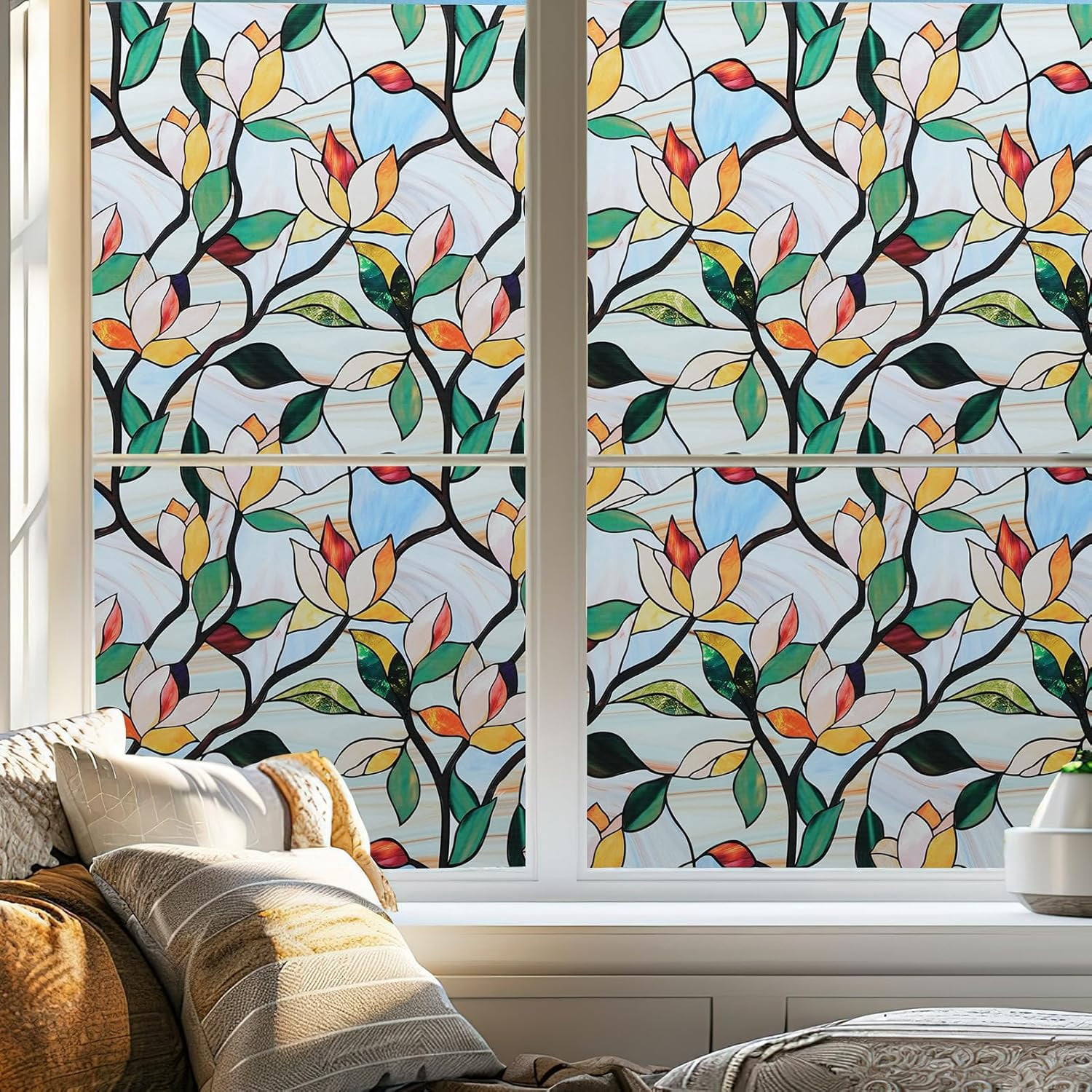 Decorative Privacy Window Film Patterns Frosted Opaque Day and Night ...