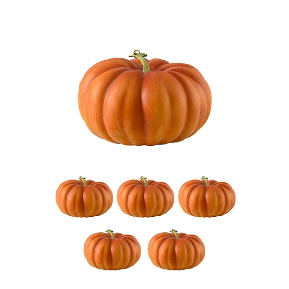 Decorative Pumpkin, Cinderella-Style Autumn Harvest, Burnt Golden Yellow, Pack of 6