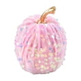 thumbnail image 1 of Decorative Pumpkin Pink Iridescent Sequin 8 X 6 Inch Plush Fall Halloween Table Desk Home Display, 1 of 9