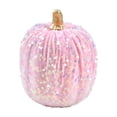 thumbnail image 1 of Decorative Pumpkin, Pink Velvet Iridescent Sequin 8X6 Inch Plush Pumpkin for Halloween Home Party Table Decor, 1 of 9
